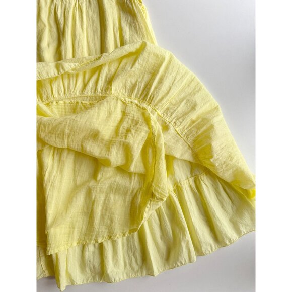 Vintage 00's JENNIFER LAUREN Yellow Cotton Voile Embroidered Tent Dress, Size L - Picture 9 of 12
